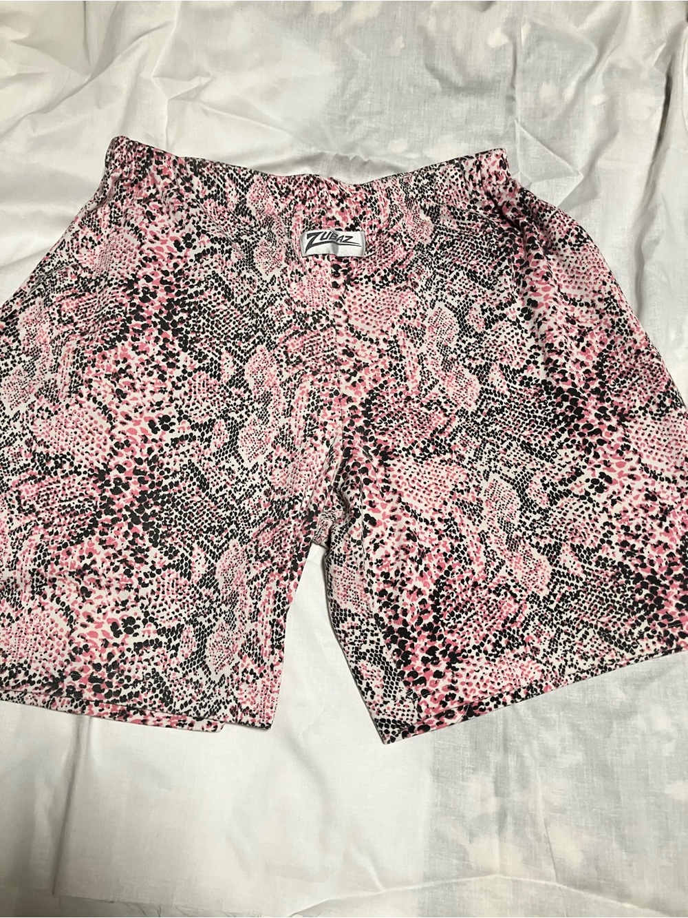 Extremely Rare Iconic Vintage Zubaz Pink and Black Snakeskin Print Shorts